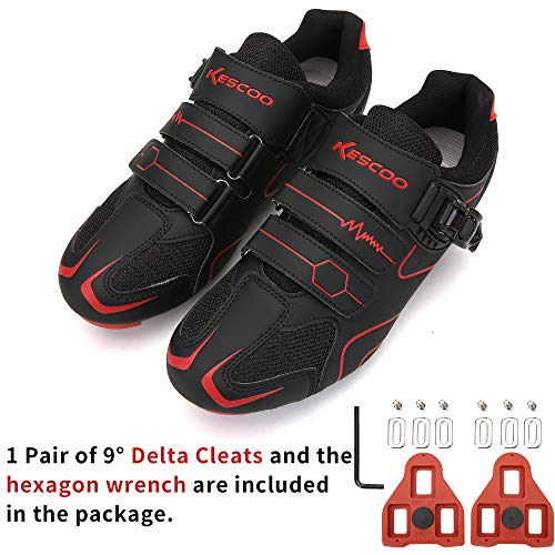 Delta Cleat Unisex Cycling Shoes, Black-Red