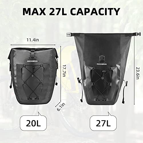 ROCKBROS Waterproof Bike Panniers - Black (x2)