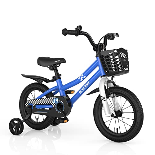 BABY JOY Kids Bike, 14 16 18 Inches Children Bikes for Boys Girls Age 3-8 Years w/Training Wheels, Handbrake, Coaster Brake & Removable Basket, Kids’ Bicycles of Multiple Colors