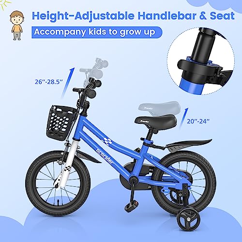 BABY JOY Kids Bike, 14 16 18 Inches Children Bikes for Boys Girls Age 3-8 Years w/Training Wheels, Handbrake, Coaster Brake & Removable Basket, Kids’ Bicycles of Multiple Colors