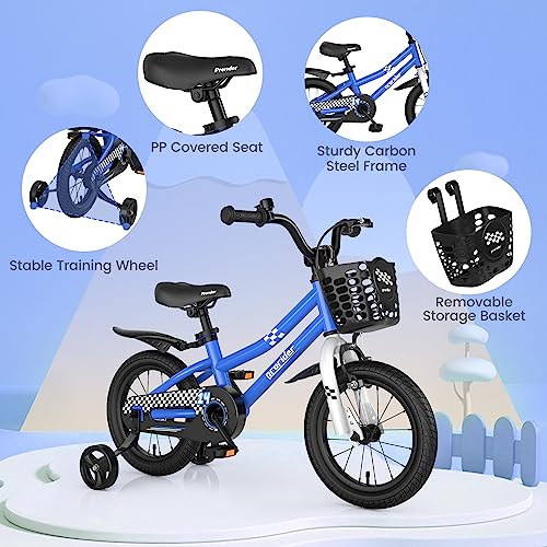 BABY JOY Kids Bike, 14 16 18 Inches Children Bikes for Boys Girls Age 3-8 Years w/Training Wheels, Handbrake, Coaster Brake & Removable Basket, Kids’ Bicycles of Multiple Colors