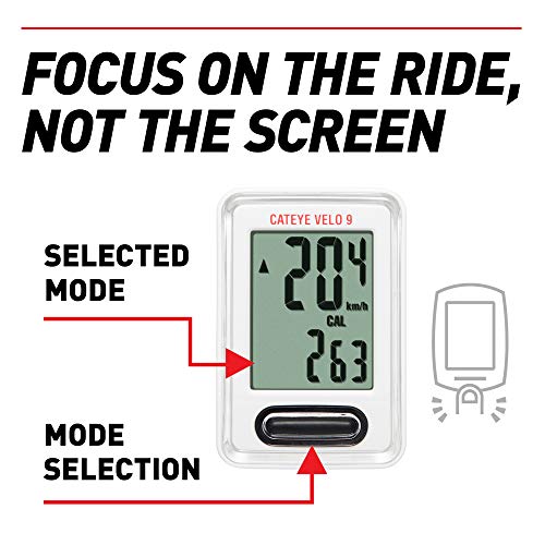 CAT EYE Velo 9: White Wired Bike Computer