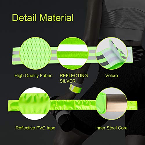 4 PCS Reflective Bands for Wrist, Arm, Ankle,Leg. High Visibility Reflective Bands, Safety Reflector Tape Straps,  High Visibility Reflective Gear for Night Running, Cycling, Walking
