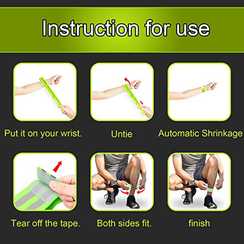 4 PCS Reflective Bands for Wrist, Arm, Ankle,Leg. High Visibility Reflective Bands, Safety Reflector Tape Straps,  High Visibility Reflective Gear for Night Running, Cycling, Walking