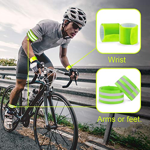 4 PCS Reflective Bands for Wrist, Arm, Ankle,Leg. High Visibility Reflective Bands, Safety Reflector Tape Straps,  High Visibility Reflective Gear for Night Running, Cycling, Walking