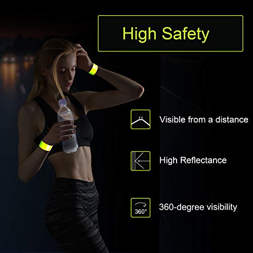 4 PCS Reflective Bands for Wrist, Arm, Ankle,Leg. High Visibility Reflective Bands, Safety Reflector Tape Straps,  High Visibility Reflective Gear for Night Running, Cycling, Walking