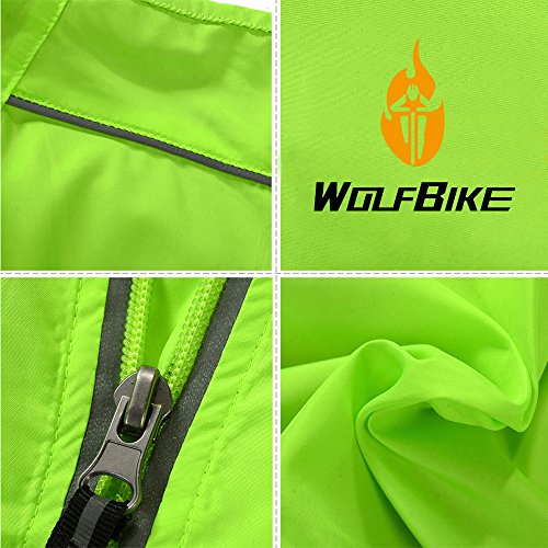WOLFBIKE Green Long Sleeve Cycling Wind Coat - XL