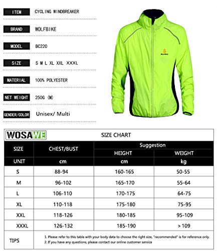 WOLFBIKE Green Long Sleeve Cycling Wind Coat - XL