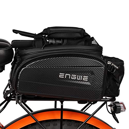 ENGWE Bike Rack Bag Trunk Bag Waterproof Carbon Leather Bicycle Rear Seat Cargo Bag Rear Pack Trunk Pannier Handbag（Capacity 17L-35L）