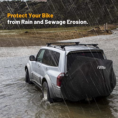 Favoto Bike Rack Cover for 2 Bikes Waterproof Outdoor Bicycle Cover for Transport on Car Rack, 300D Thicken Oxford Windproof Rustproof Storage Bag for Mountain Road Bike City Bike Beach Cruiser Bike