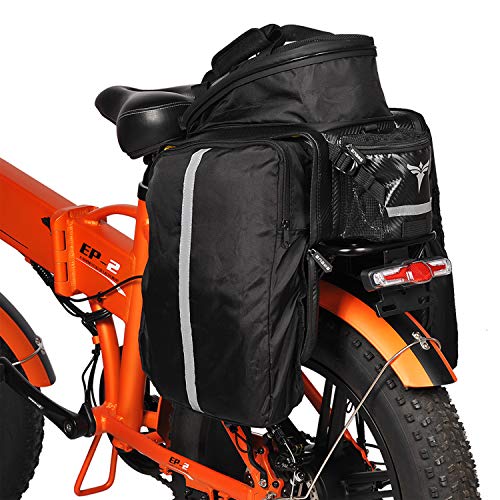 ENGWE Bike Rack Bag Trunk Bag Waterproof Carbon Leather Bicycle Rear Seat Cargo Bag Rear Pack Trunk Pannier Handbag（Capacity 17L-35L）
