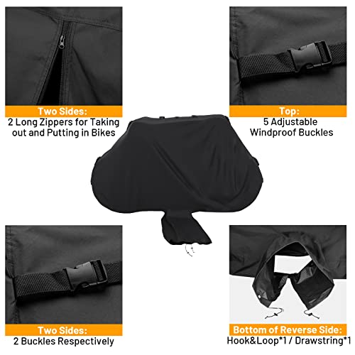 Favoto Bike Rack Cover for 2 Bikes Waterproof Outdoor Bicycle Cover for Transport on Car Rack, 300D Thicken Oxford Windproof Rustproof Storage Bag for Mountain Road Bike City Bike Beach Cruiser Bike