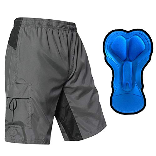 EZRUN Men's 3D Padded MTB Shorts - Grey/Black