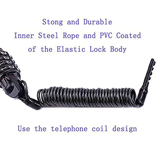 Emoly Bike Lock Cable, 5.9 Ft Portable Mini Bicycle Lock Security 4 Digit Resettable Combination Coiling Cable Lock for Baby Strollers, Suitcases and Laptop Bags
