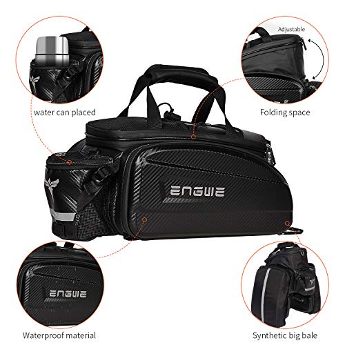 ENGWE Bike Rack Bag Trunk Bag Waterproof Carbon Leather Bicycle Rear Seat Cargo Bag Rear Pack Trunk Pannier Handbag（Capacity 17L-35L）