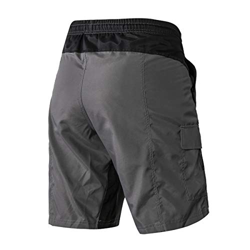EZRUN Men's 3D Padded MTB Shorts - Grey/Black
