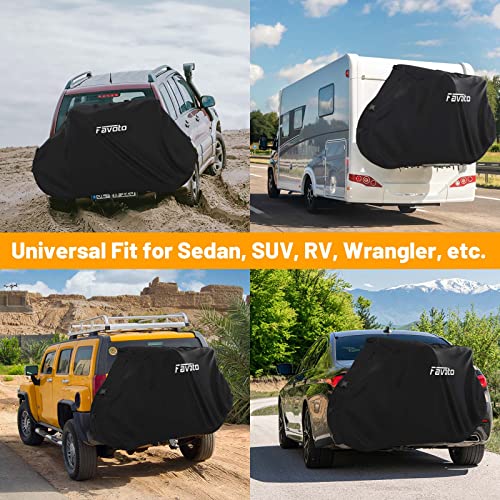 Favoto Bike Rack Cover for 2 Bikes Waterproof Outdoor Bicycle Cover for Transport on Car Rack, 300D Thicken Oxford Windproof Rustproof Storage Bag for Mountain Road Bike City Bike Beach Cruiser Bike