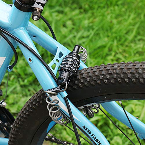 Emoly Bike Lock Cable, 5.9 Ft Portable Mini Bicycle Lock Security 4 Digit Resettable Combination Coiling Cable Lock for Baby Strollers, Suitcases and Laptop Bags