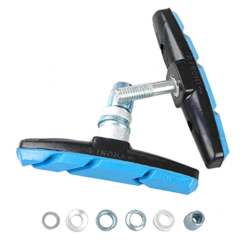 WIROJ 2 Pairs (4 Pieces) MTB Bike Cycle Bicycle Rubber V-Brake Pads No-Noise No-Skid, 70mm (Blue)