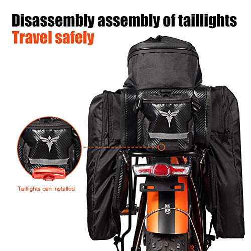 ENGWE Bike Rack Bag Trunk Bag Waterproof Carbon Leather Bicycle Rear Seat Cargo Bag Rear Pack Trunk Pannier Handbag（Capacity 17L-35L）