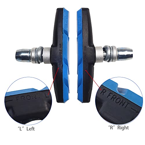 WIROJ 2 Pairs (4 Pieces) MTB Bike Cycle Bicycle Rubber V-Brake Pads No-Noise No-Skid, 70mm (Blue)