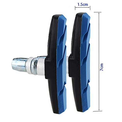 WIROJ 2 Pairs (4 Pieces) MTB Bike Cycle Bicycle Rubber V-Brake Pads No-Noise No-Skid, 70mm (Blue)