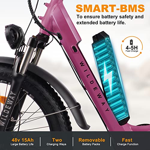 Wildeway Purple Electric Cruiser Bike - 750W Motor