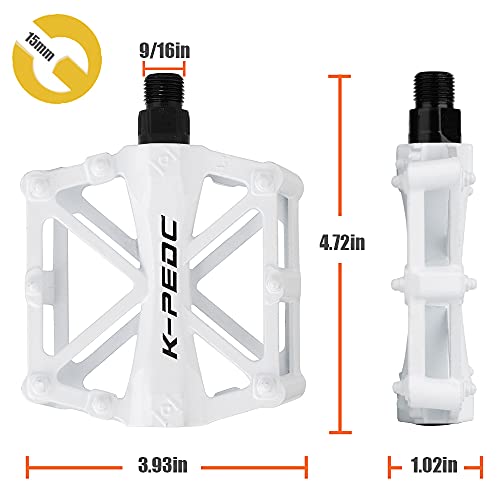 White Aluminium CNC Bike Pedals for MTB BMX