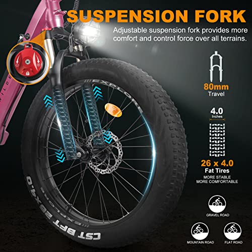 Wildeway Purple Electric Cruiser Bike - 750W Motor