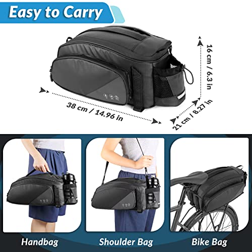 Waterproof Rear Rack Bag with Bottle Holder