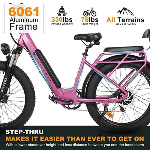 Wildeway Purple Electric Cruiser Bike - 750W Motor