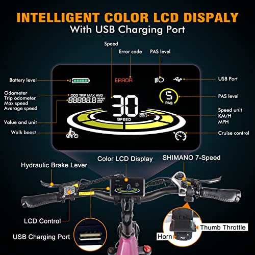 Wildeway Purple Electric Cruiser Bike - 750W Motor