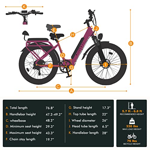 Wildeway Purple Electric Cruiser Bike - 750W Motor