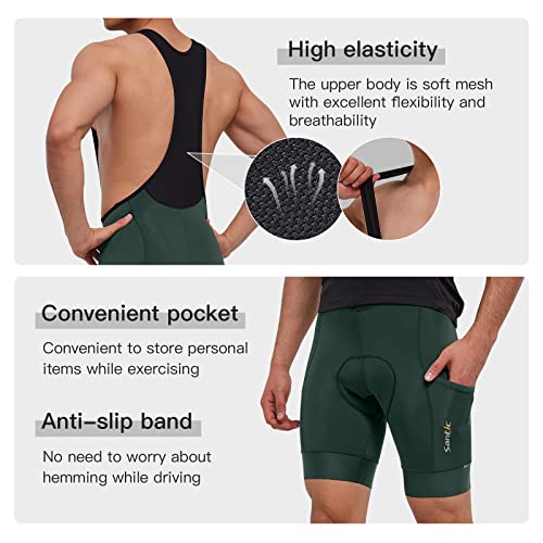 Santic Men's Cycling Bibs Shorts Cycle Wear Tights 4D Padded Road Bike Bicycle Shorts with Pocket