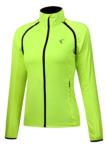 ROWAI Women's Packable Windbreaker Jacket Resistant Convertible Cycling Running Jacket Lightweight Windproof Water Yellow S