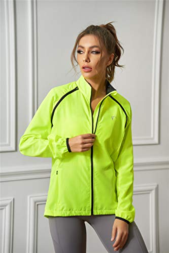 ROWAI Women's Packable Windbreaker Jacket Resistant Convertible Cycling Running Jacket Lightweight Windproof Water Yellow S