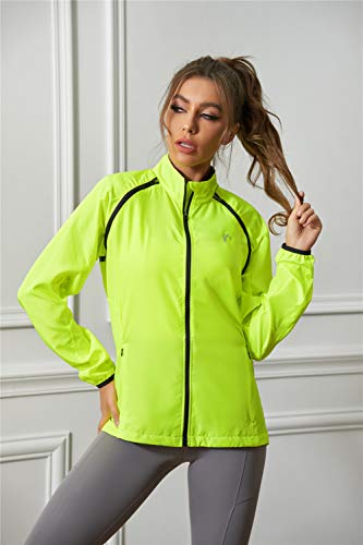 ROWAI Women's Packable Windbreaker Jacket Resistant Convertible Cycling Running Jacket Lightweight Windproof Water Yellow S