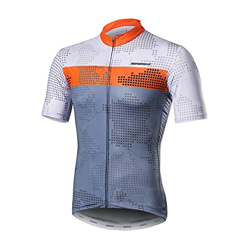 BERGRISAR Cycling Jersey Mens Bike Shirts Short Sleeve Bicycle Biking Clothes with Pockets Reflective Orange Size Large