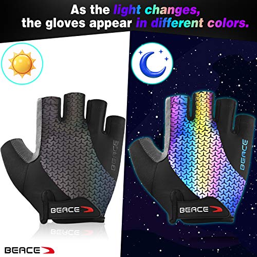 BEACE Cycling Gloves Bike Gloves Biking Gloves Half Finger Road Bike Bicycle Gloves for Men and Women-5MM Breathable Anti-Slip Shock-Absorbing Pad Gym Motorcycle Light Weight Mountain Bike Gloves