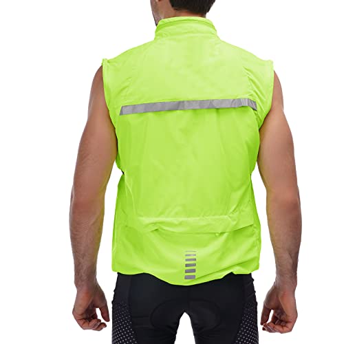 qualidyne Men's Cycling Running Jacket Hooded Bike Windbreaker Vest Removable Sleeves Reflective Lightweight Windproof Coat