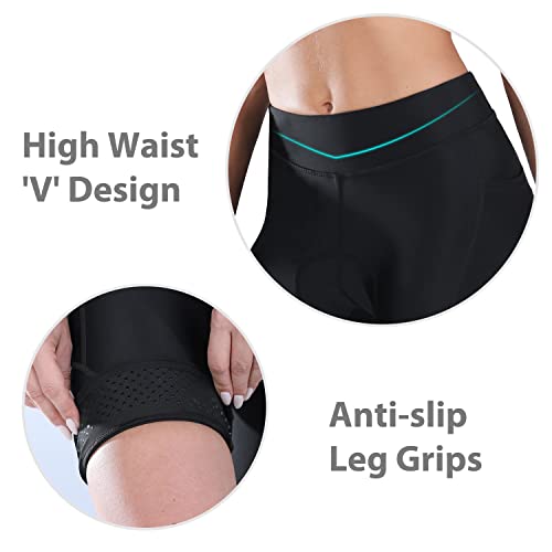 BALEAF Padded Bike Shorts Women 4D Padding Cycling Shorts Biking Bicycle Pockets UPF50+, Black M