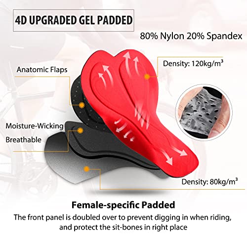 BALEAF Padded Bike Shorts Women 4D Padding Cycling Shorts Biking Bicycle Pockets UPF50+, Black M