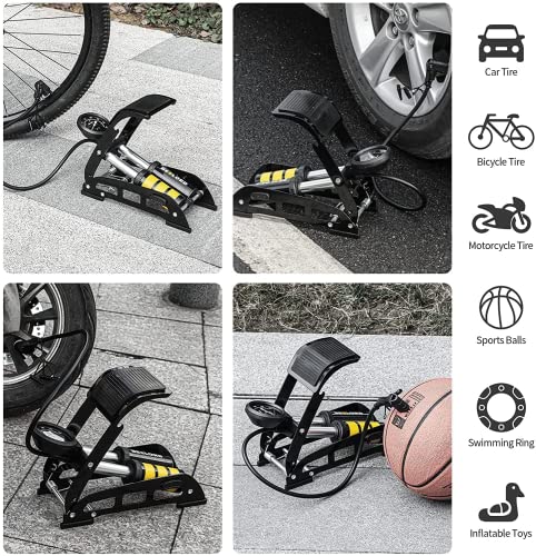 BEELORD Bike Foot Pump for Bicycle, Balls, Scooter, Car Tires, Portable Bicycle Pump with Precision Digital Pressure Gauge and Aluminium Alloy Cylinder, 160 Psi Max