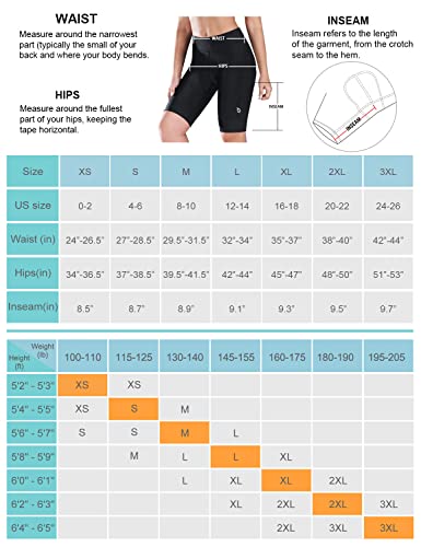 BALEAF Padded Bike Shorts Women 4D Padding Cycling Shorts Biking Bicycle Pockets UPF50+, Black M