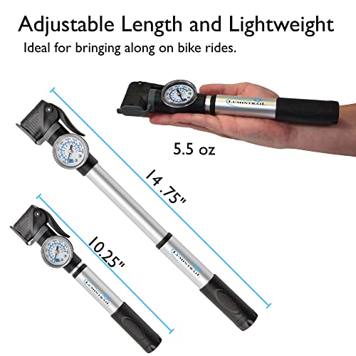 Portable Bicycle Pump with Pressure Gauge - Lumintrail