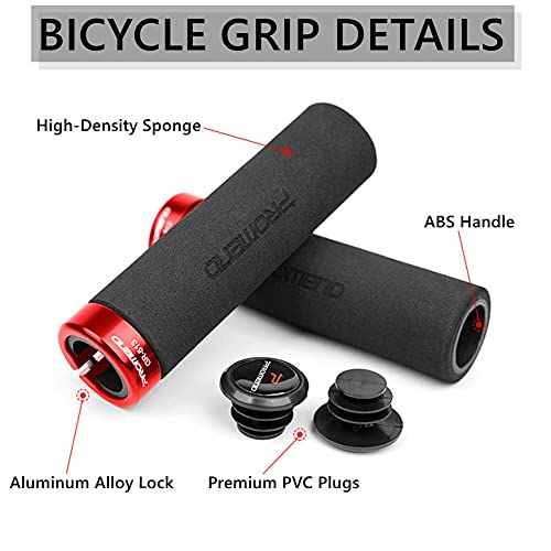 Bike Grips, Soft Foam Handlebar Grips Single Lock-on, Comfortable Non-Slip Bicycle Handle Grips, Handle Bar End Grips for MTB Mountain BMX Beach Cruiser Scooter
