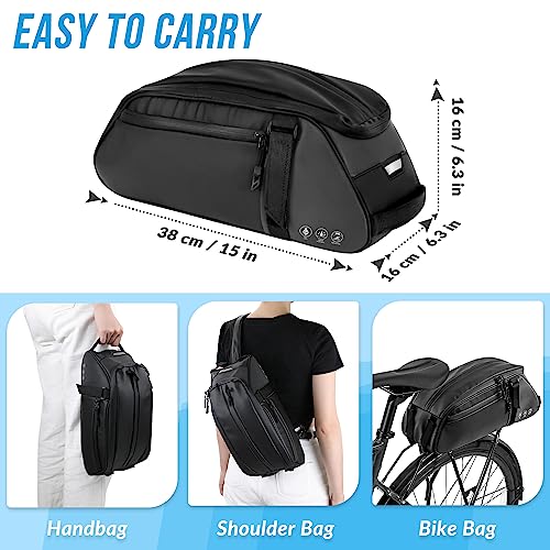 Reflective Rear Bike Rack Bag, Water Resistant, 8L