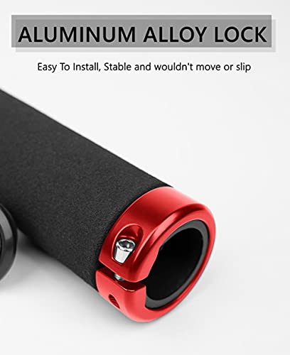 Bike Grips, Soft Foam Handlebar Grips Single Lock-on, Comfortable Non-Slip Bicycle Handle Grips, Handle Bar End Grips for MTB Mountain BMX Beach Cruiser Scooter
