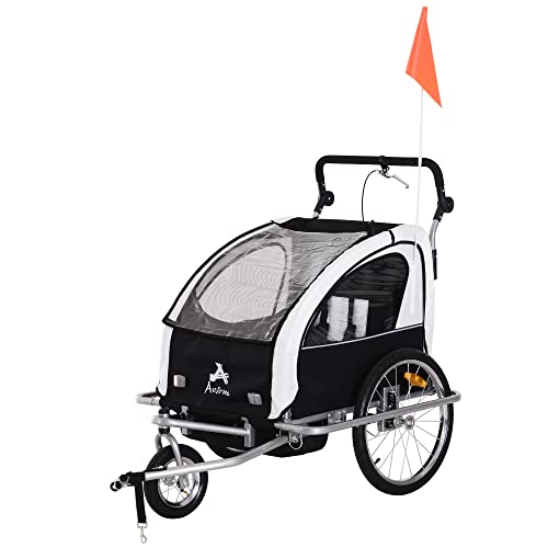 Double Kids Bike Trailer with Swivel Wheel