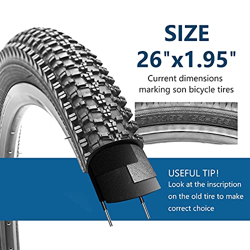 SIMEIQI Replacement Bike Tires, 26" X 1.95" MTB Mountain Bike Tire Folding Bead Bicycle Tires (26" X1.95")……